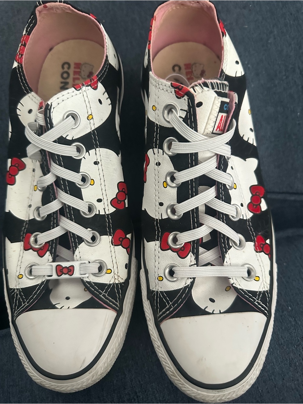 Converse Hello Kitty Black White Red Low Top Sneakers